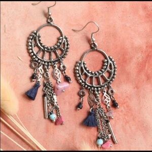 Rose Quartz & Fringe Earrings